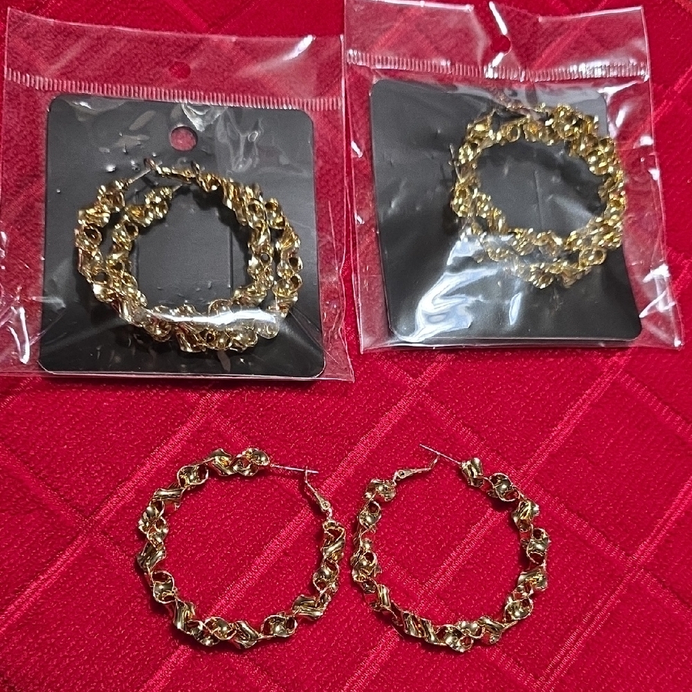 Gold Twisted Hoop Earrings - Women Jewelry
